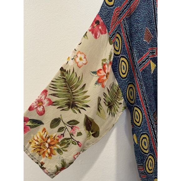 BLANCK London One Size Mixed Print Button Front Tunic Top Anthropologie Artsy - Picture 4 of 7